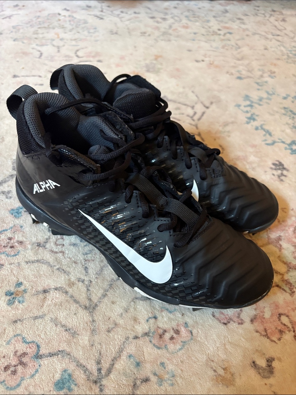 Nike Alpha Menace Shark 2 Black Football Cleats Mens Sz 6.5. New!